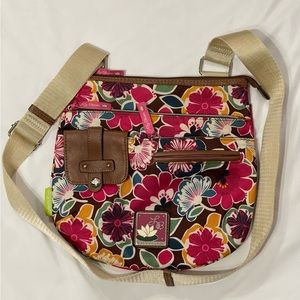 Lily Bloom Recycled Pink Multi Floral Print. Crossbody Bag Adjustable Strap